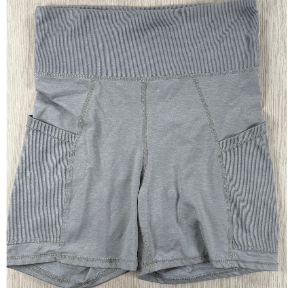 Bike Shorts Cotton On Body Womens XS Gray Ribbed Waistband Athletic Pockets